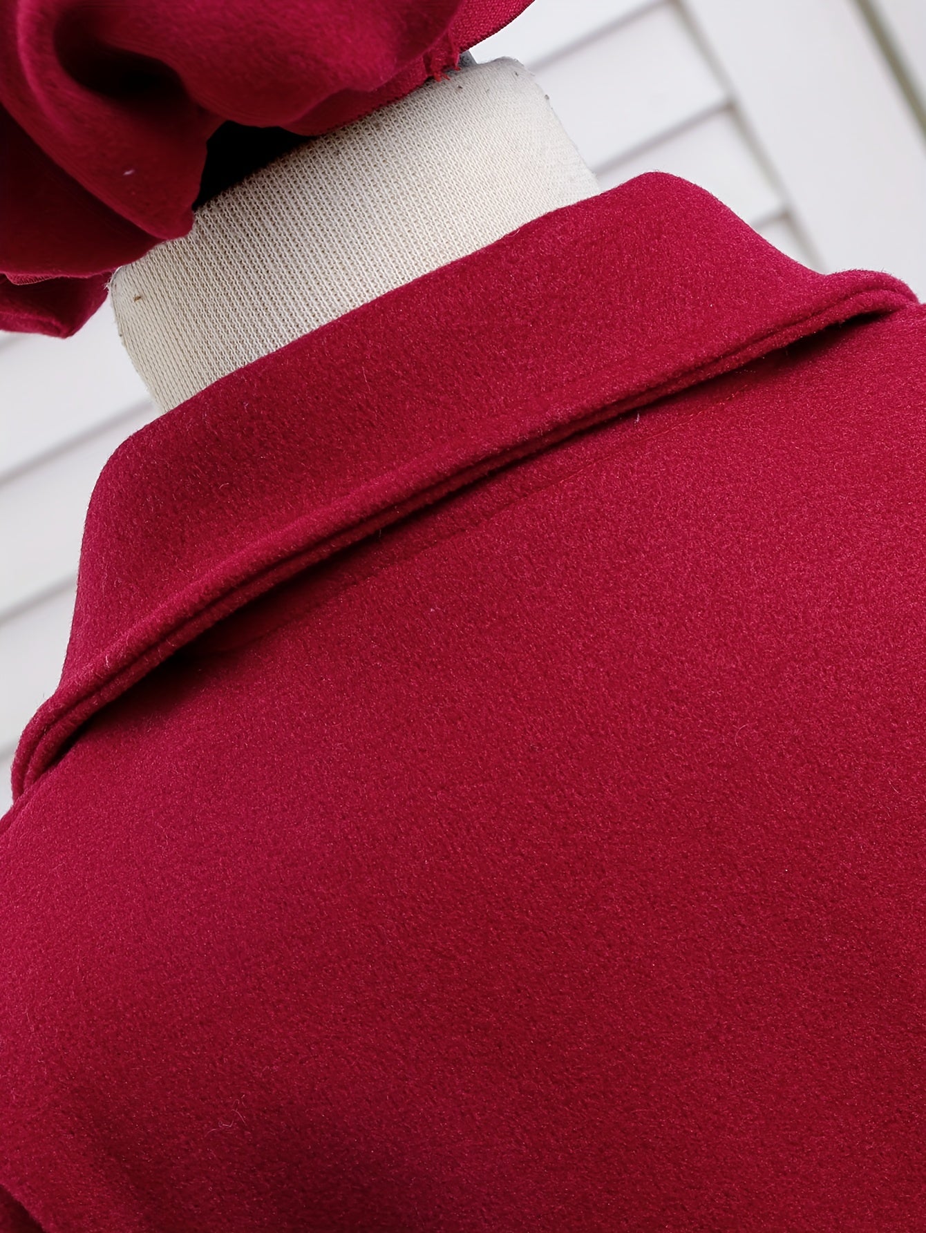 Girls' Autumn-Winter Fashion Bow Tie Coat with Lapel, Solid Color Open Front Fleece Overcoat & Hat Decorated by Bows