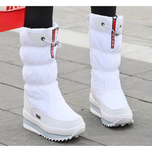 Women's Thermal Insulated Snow Boots, High Quality Non-Slip Rubber Sole with Height-Increasing Arch Support & Locking System, Thickened Fleece Lining & EVA Cushioned Insole, Durable PP Upper & Drawstring Closure, Plus Size Wi