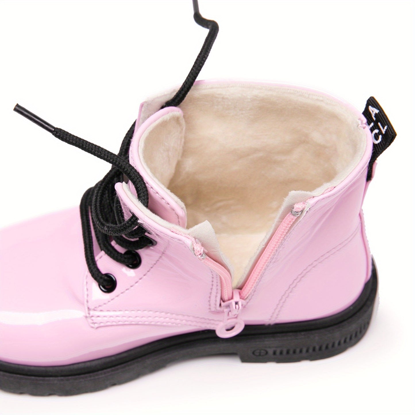 DACLAY Girls' High-Top Winter Boots with Zipper Closure, Round Toe & Arch Support - Purple Glossy Snow Boots with Heart Cutouts, Cushioned Insole & Non-Slip Rubber Sole for Outdoor, School, Casual Attire - Warm Winter Booties