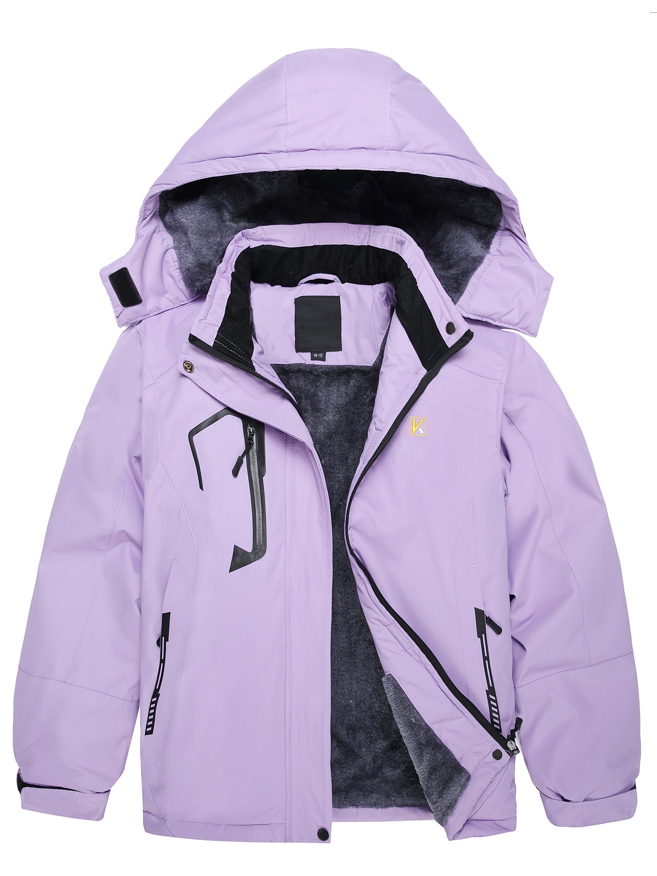Girls' All-in-One Thickened Windproof Ski Jacket with Fleece & Detachable Hood, Hypoallergenic Winter Coat for Snow Sports,, Mountaineering - Adjustable, Zippered Pockets, Lightweight Warm Jacket (/)