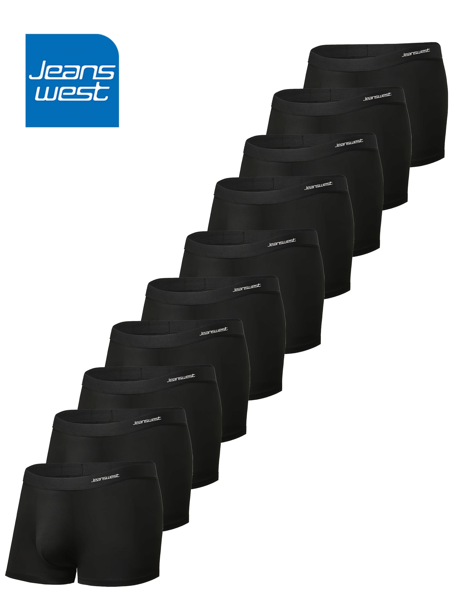 [JEANSWEST Men's Underwear] JEANSWEST Men's Underwear - 10pcs Y Fiber Fabric Boxer Briefs - Comfortable, Breathable, Classic Black, Stylish and Simple