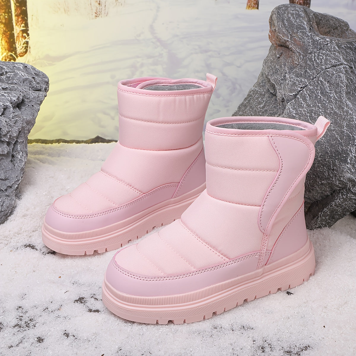 Winter New Arrival Boys and Girls Snow Boots, Thickened Warm Shoes, Medium and Large Kids Thickened -Lined Boots, High-Top Boots for Boys and Girls