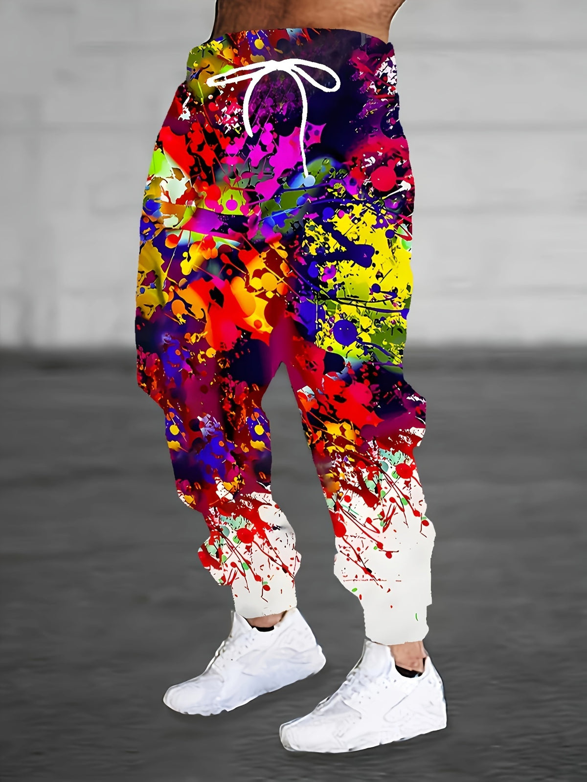 3pcs Men'S Dynamic 3D Tie-Dye Swirl Color Splatter Print Joggers | Regular Fit, Casual Style, Non-Stretch Fabric