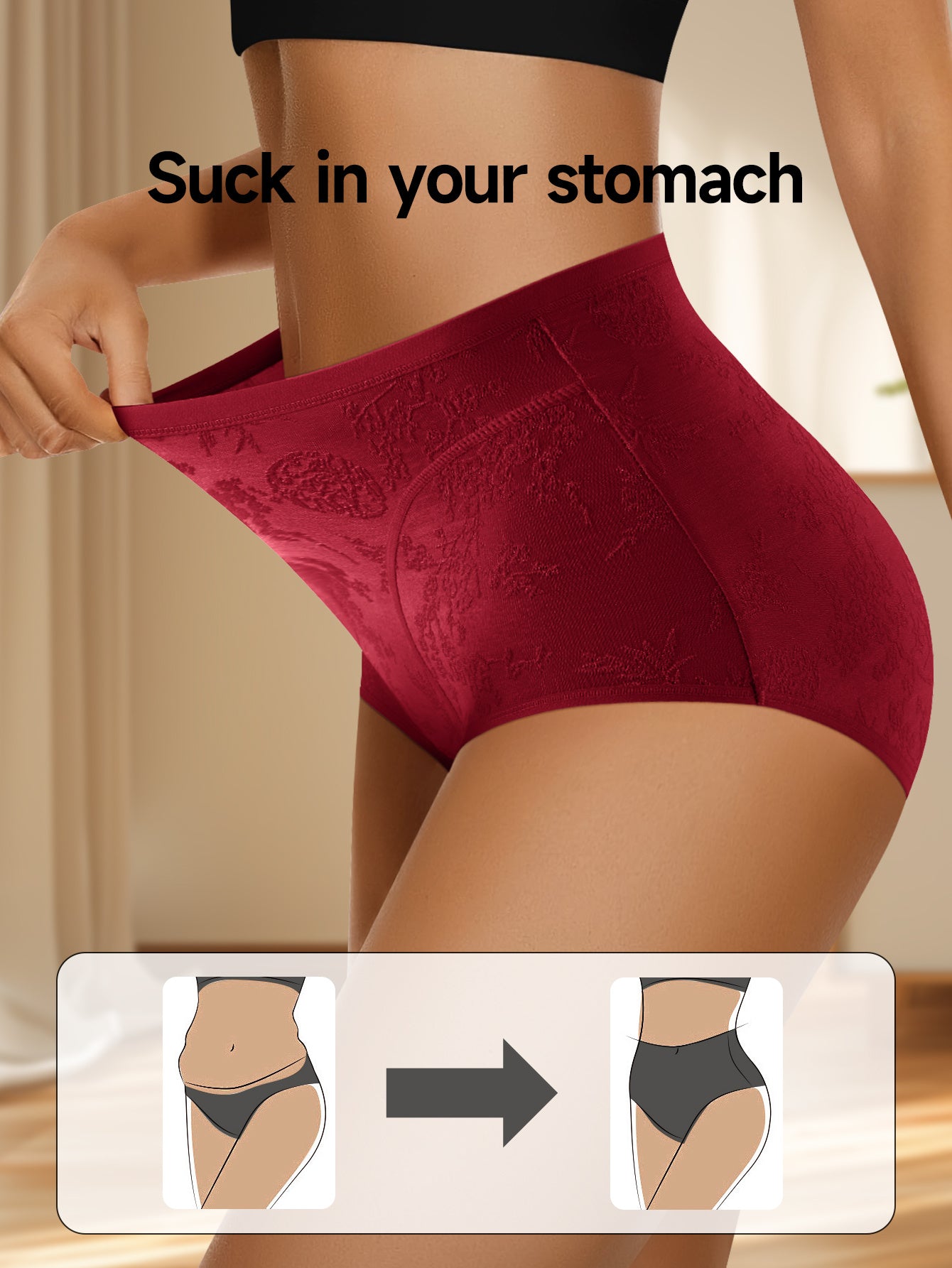 8pcs Women'S High-Waisted Jacquard Triangle Underwear with a High Waist Design. The Style Is Highly Form-Fitting And Closely Adheres to The Body'S Curves, Providing a Comfortable And Non-Restrictive Feeling. It Is Suitable fo