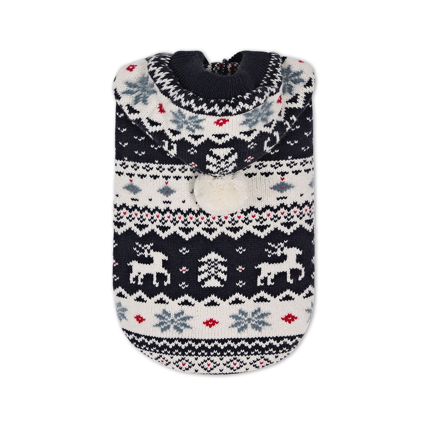 Classic Elk Snowflake Dog Sweater - Soft Warm Winter Jacket with Reindeer & Snowflake Patterns, White/Black/Red/Green, Machine Washable Pullover for Small Breed Pomeranian, Chihuahua, Shih Tzu (Christmas Pet Outfit)