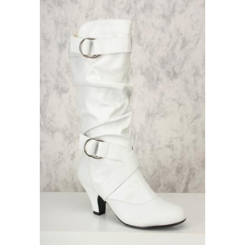 Women's Genuine Mid-Heel /Knight Boots with Chunky Heel & Metal Buckle - Toe Autumn Winter Boots, Sole for Durability - Casual & Dress Boots for Jeans/ Dresses
