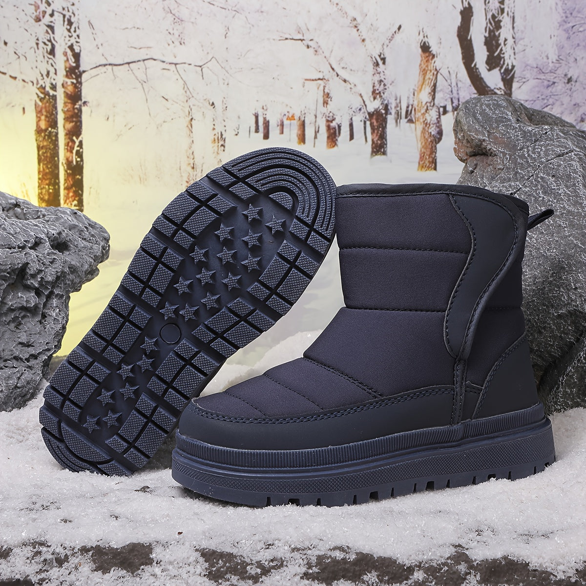 Winter New Arrival Boys and Girls Snow Boots, Thickened Warm Shoes, Medium and Large Kids Thickened -Lined Boots, High-Top Boots for Boys and Girls