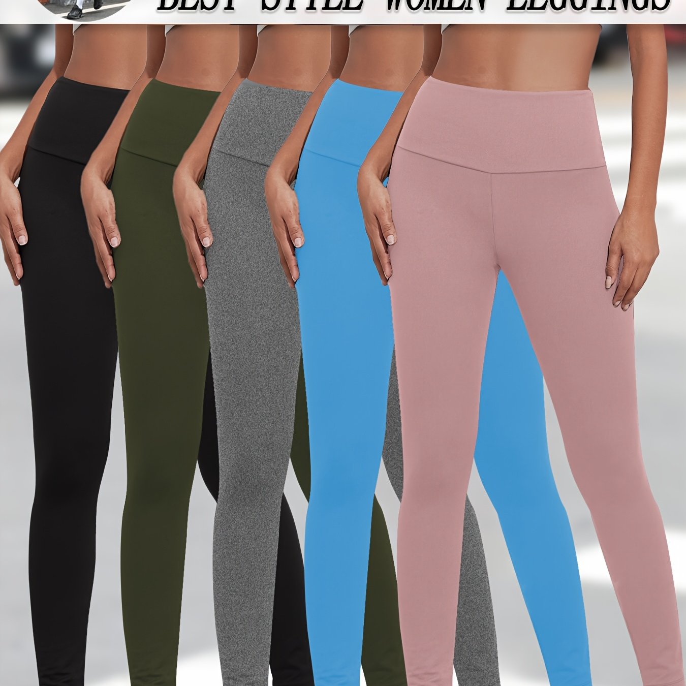 5 Pack Women's High Waisted Tummy Control Workout Leggings - Full Coverage Non-See Through Yoga Running Pants, 5 Colors (Solid), Soft Stretch Gym Athletic Pants for Postpartum & Body Contouring, Multi-Use for Gym, Dance, Casu