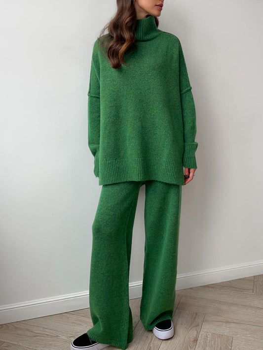 Women's Turtleneck Sweater Set- Thickened Long Pants Loose Fit Autumn Winter