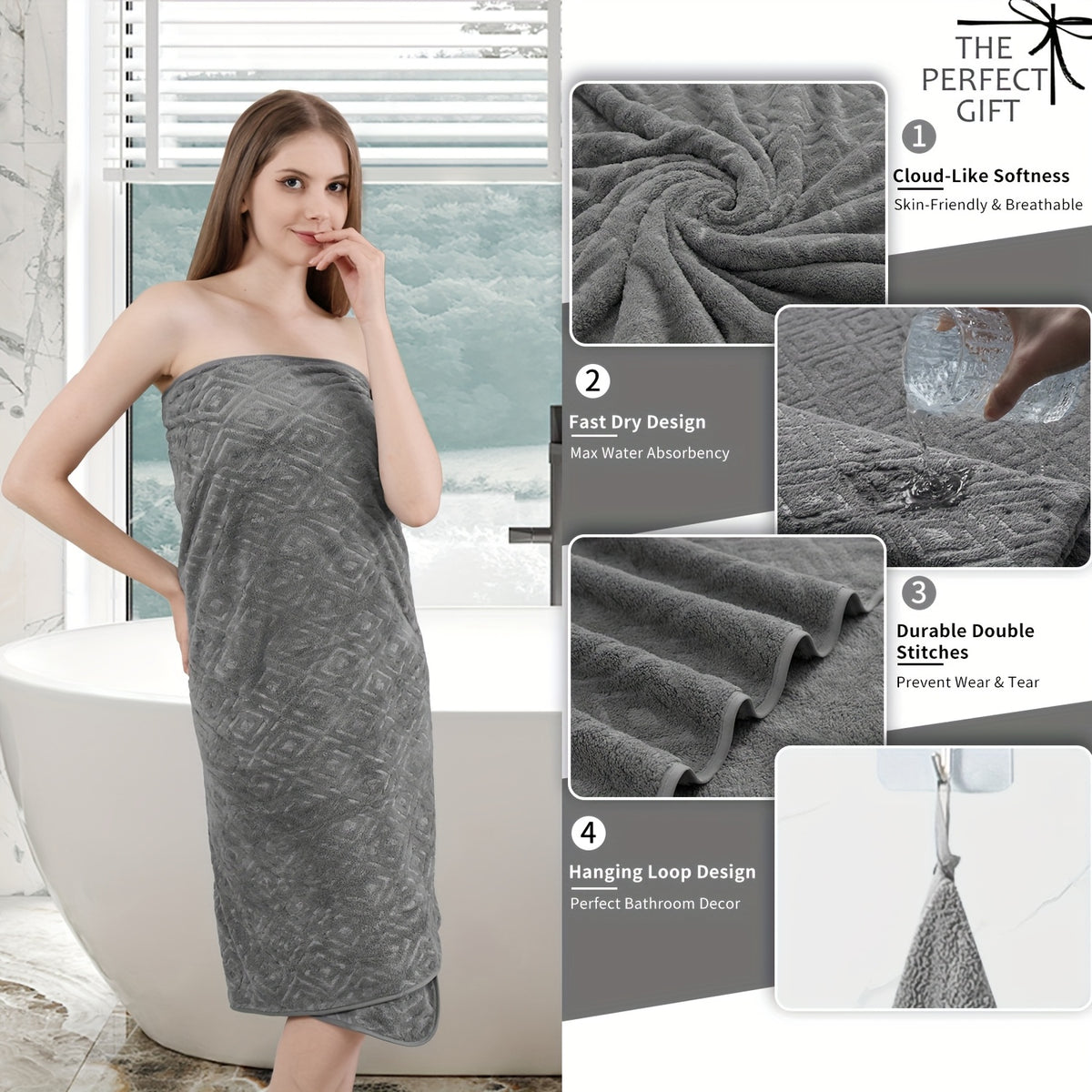 8pcs Extra Large Bath Towel, Ultra-Soft Thick Bath Towel Highly Absorbent Quick Dry Towel 700GSM Includes 2 Oversized Bath Towels & 2 Hand Towels & 4 Towels for Bathroom Hotels Gym, Wash Cloths