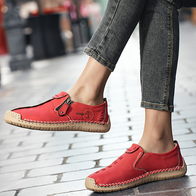 Women's Handmade Casual Loafers • Comfortable and Durable Slip-on Sneakers • Featuring a Zipper Closure • Breathable Perforated Design • Rubber Sole • Suitable for 10 Occasions and Holiday Outfits • Perfect for Ou