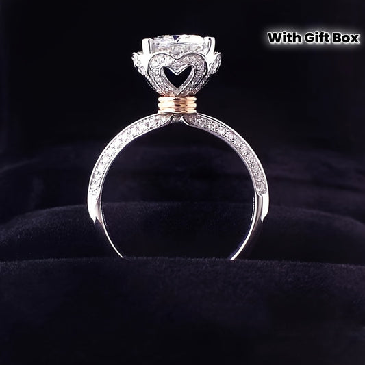 S925 Sterling Silveryy 1 Carat Moissanite Diamond Ring Fashionable Men'S Pinky Ring Women'S Couple Design High-end Luxury Men'S Gift For Girlfriend Proposal Engagement Wedding Elegant Daily Wear For Mother Jewelry Gift With G