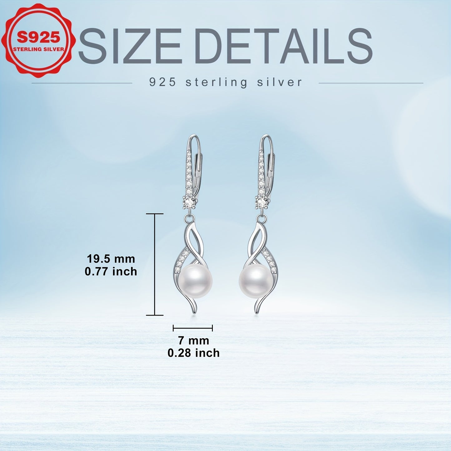 Freshwater Pearl Earrings for Women SS925 Sterling Silver Pearl Dangle Earrings Wedding Jewelry Gift for Bride Bridesmaid Wife Mom