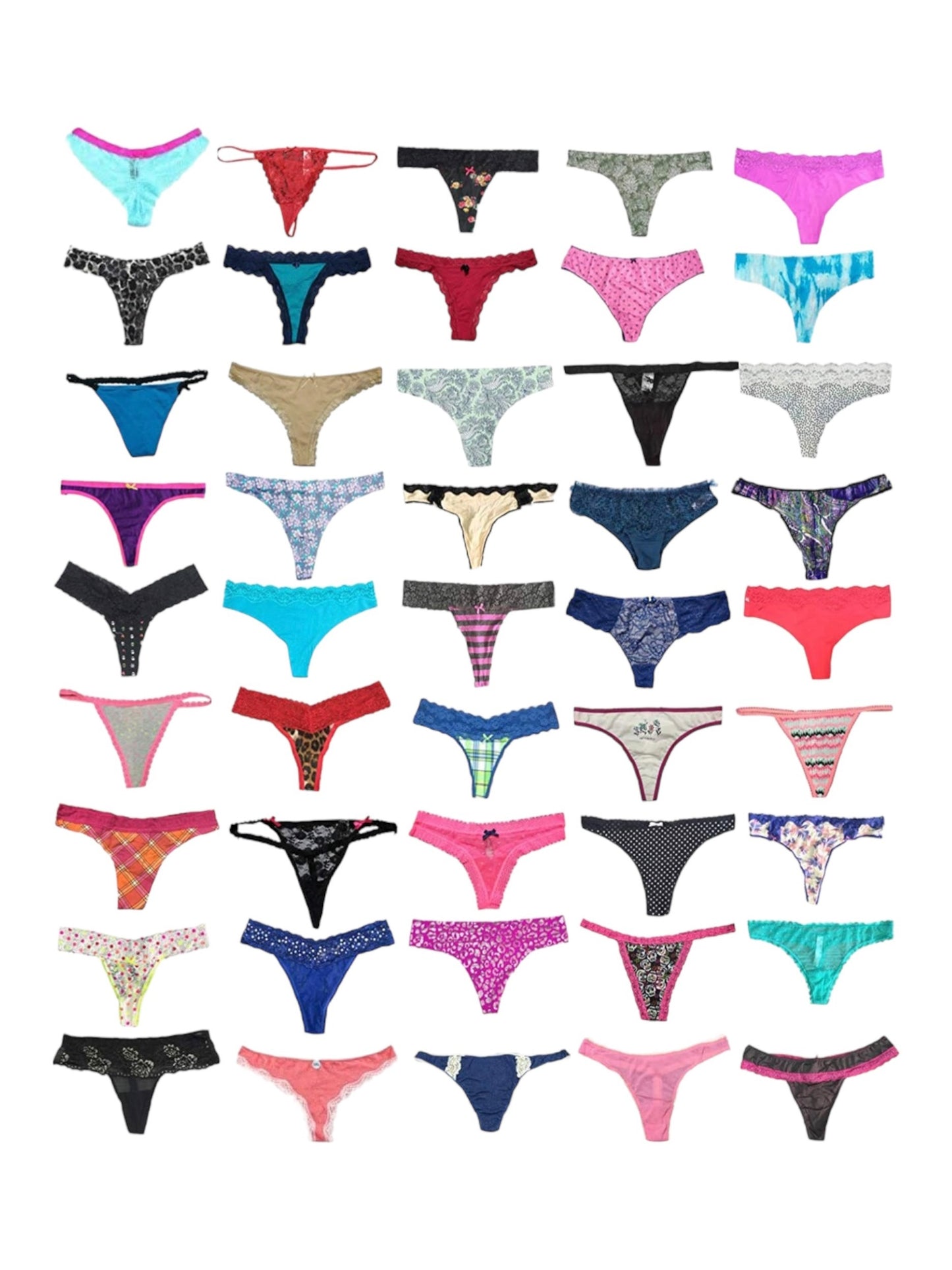 Women's Pack of 6 Random Assorted Print Panties - Thongs
