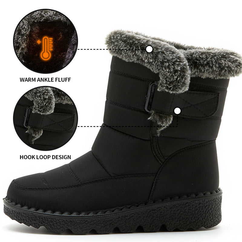Women's Winter High Quality Non-Slip Snow Boots with Thick Warm Faux Rabbit Collar - PVC &  Cold-Resistant Boots, Sole for Ice Traction, Warm Winter Footwear for Snow, Ice, Freezing Floors