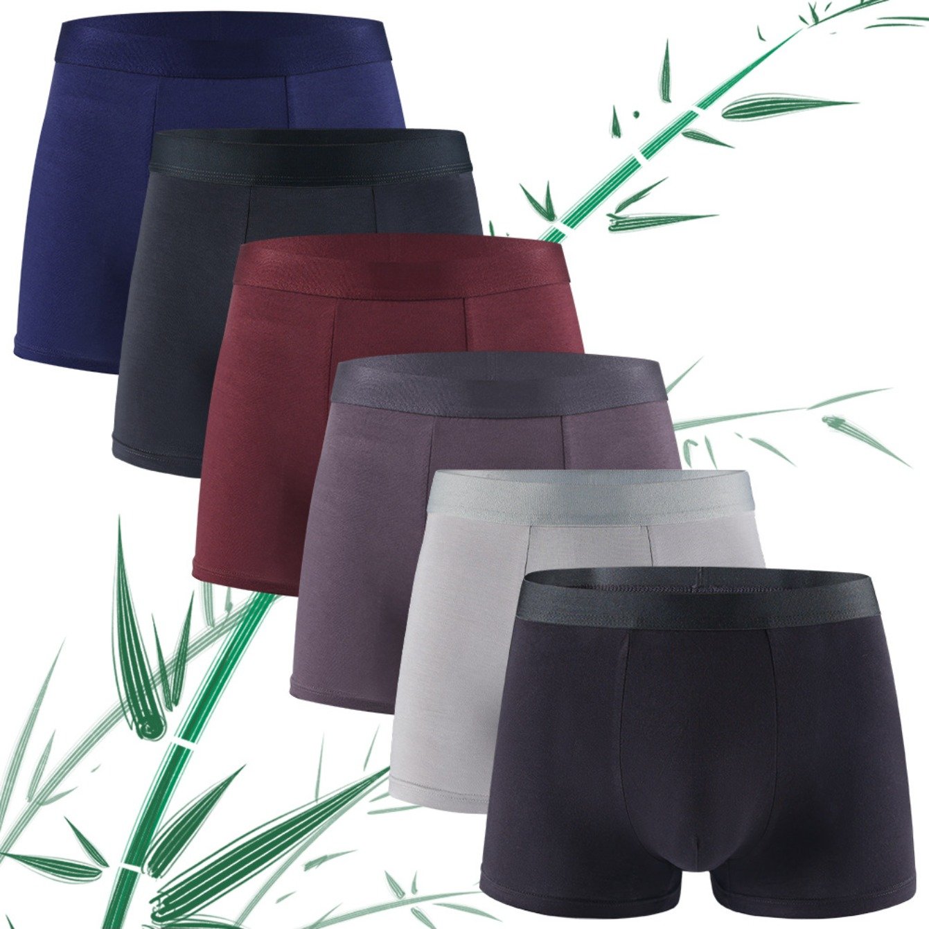 [Bamboo Fiber Boxer Briefs] 6pcs Men's Bamboo Fiber Boxer Briefs - Moisture-Wicking Breathable Soft Stretch Underwear - Suitable for Sports and Daily Wear - All-Season Comfort Youthful Design Classic Boxer Style Smooth Fabric