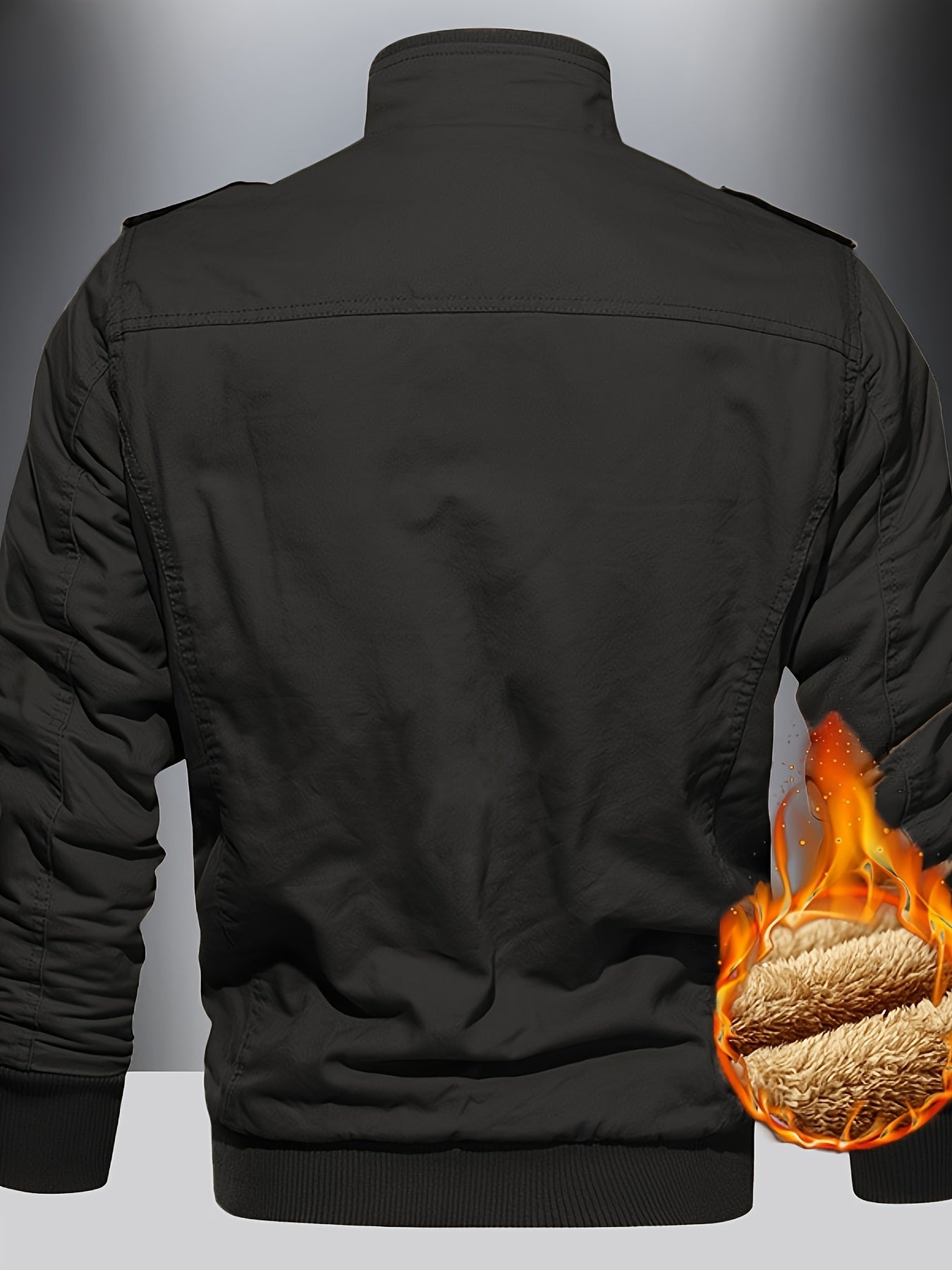 Men'S Stand Collar Washed Jacket | Fleece Lined Thickened For Fall Winter