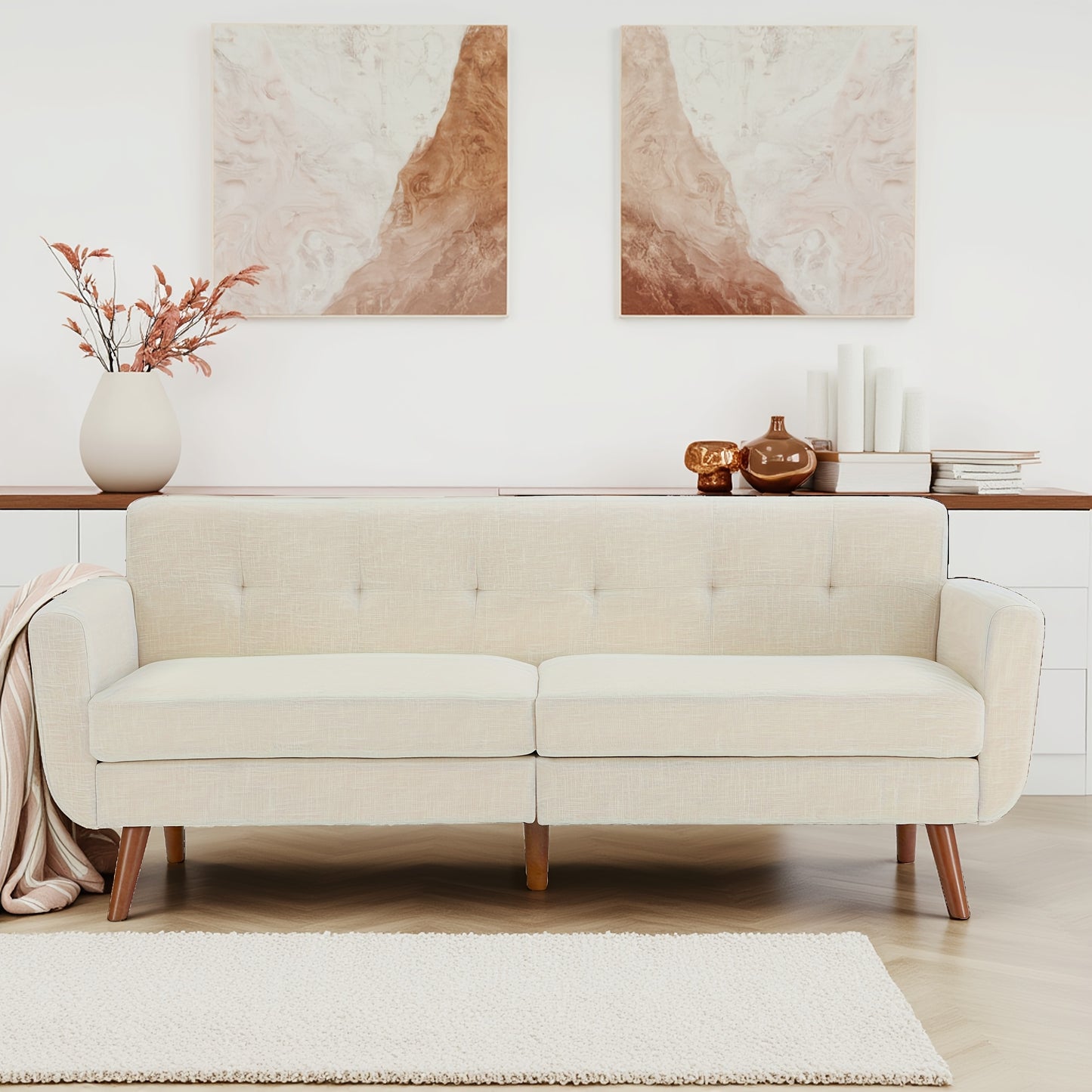 Mid Century Modern Loveseat, Button Tufted Accent Sofa, Small Couch for Living Room, Office & Small Spaces, A Top Choice for Christmas Gifts.