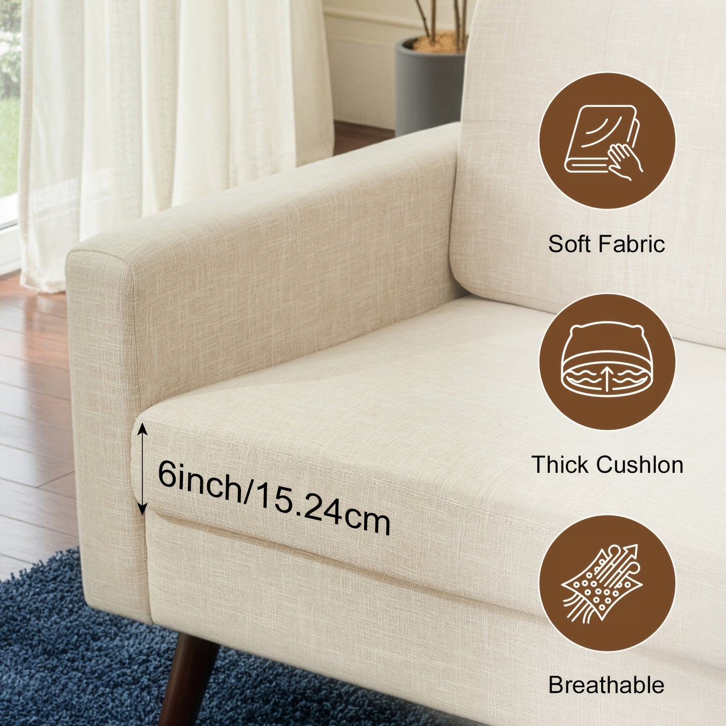 Mid Century Modern Loveseat, Button Tufted Accent Sofa, Small Couch for Living Room, Office & Small Spaces, A Top Choice for Christmas Gifts.