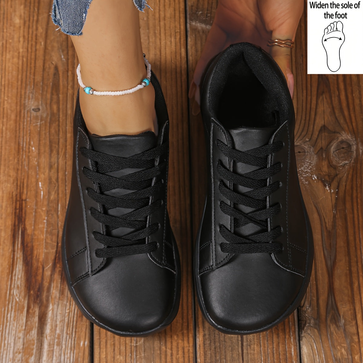 [Casual Sneakers] Four Seasons New Fashion Minimalist Women's Casual Sneakers With Front Lace-Up, Extra Wide And Comfortable Large Size Barefoot Shoes, Women Shoes
