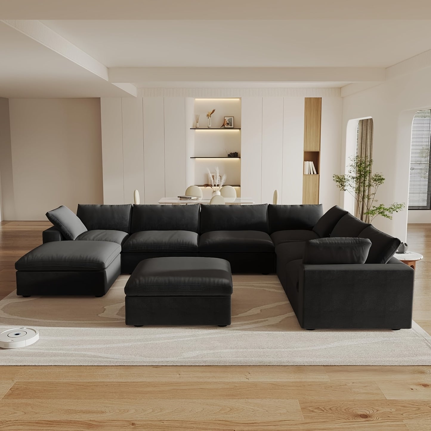 Cloud Modular Sectional Sofa Couch, Oversized Couch 8 Seater Sofa, 160.6" U Shaped Convertible Couches with Storage Ottoman for Living Room, Deep Sofa Couches, Sofa Covers Washable&Replaceable(White)