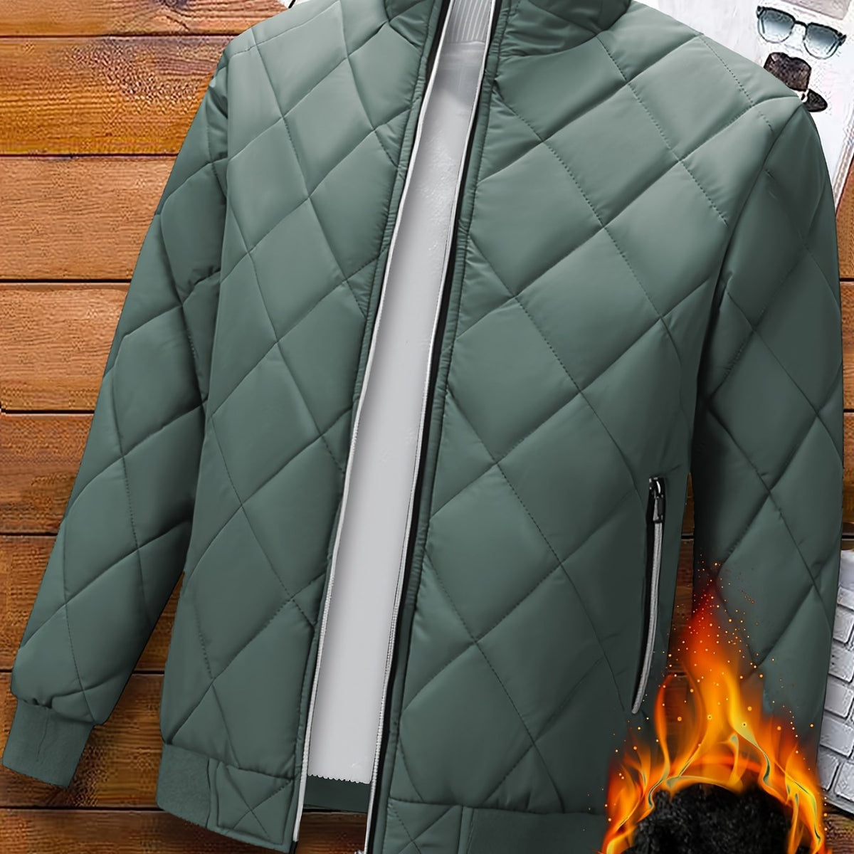 Men'S Heavy-Duty Thermal Jacket - Thick Winter Coat with Stand Collar, Non-Stretch Woven Polyester Shell & Insulating Polyester Fill, Front Pockets - Cold Weather Outerwear for Formal & Everyday Use - Black/Any Color Availabl