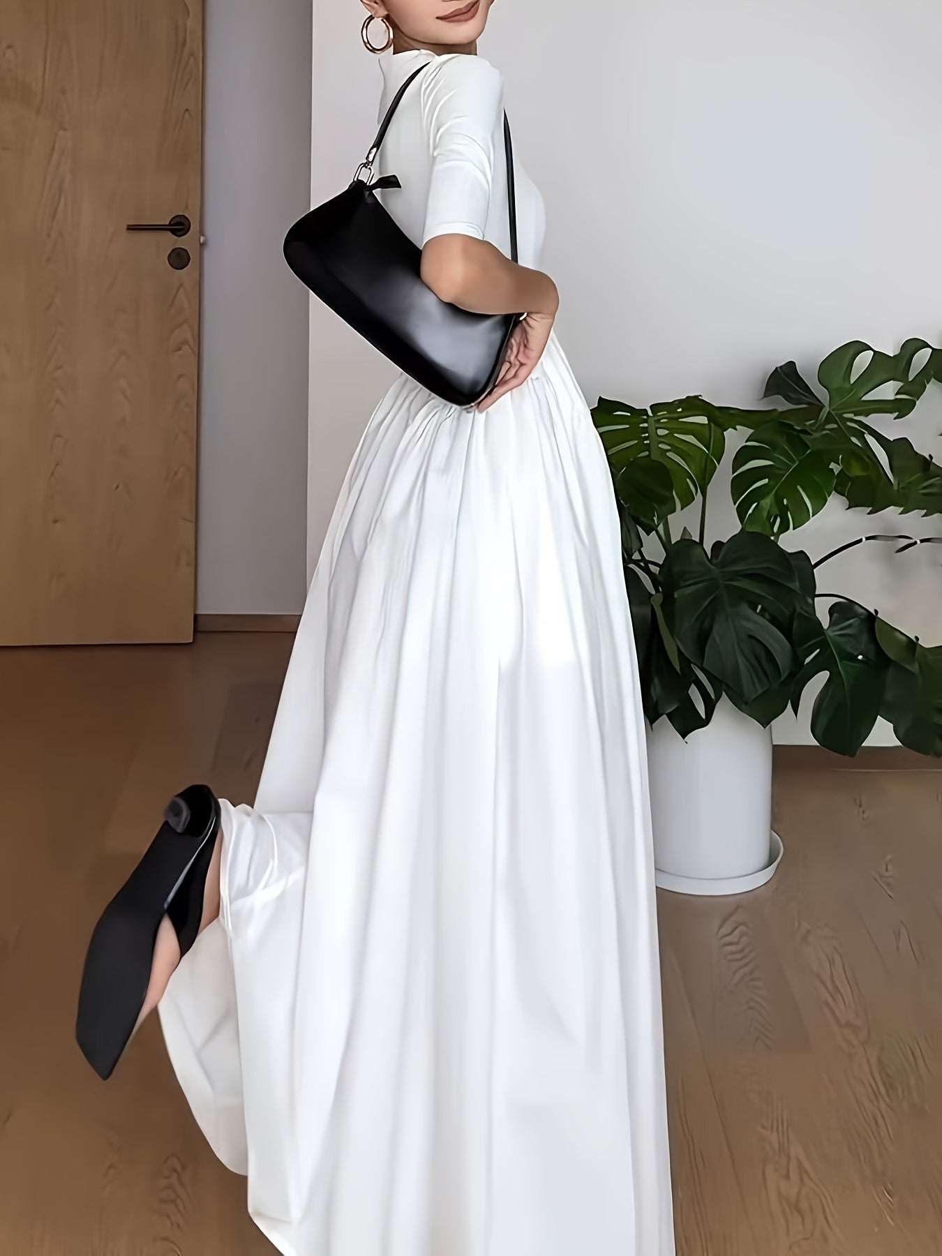 [Elegant French Style] Elegant French Style Maxi Dress | Smock Waist & Ruffle Hem | Party Wedding Guest Gown, Machine Washable Spring Summer Fall Formal Evening Dress