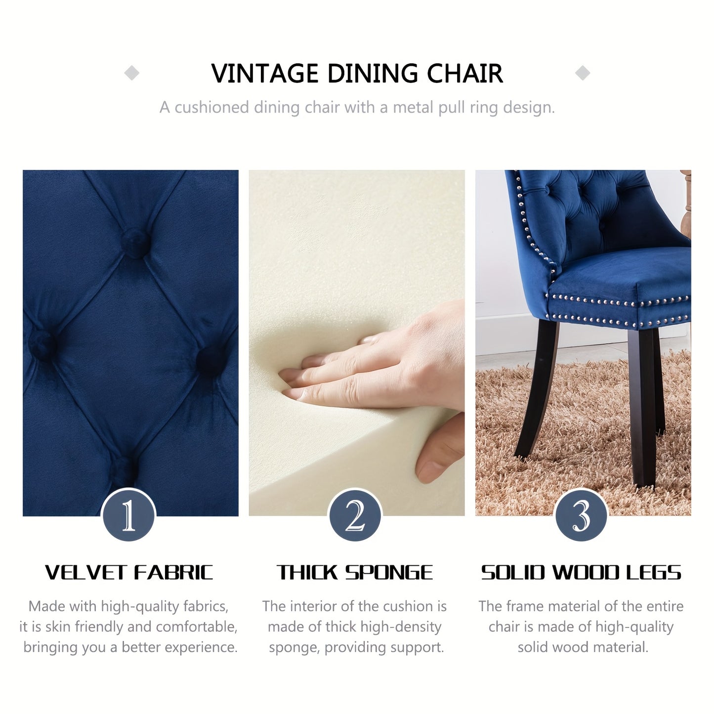 Set of 4 Upholstered Dining Chairs, Velvet Chairs with Button Tufting And Sturdy Wooden Legs, Contemporary Fabric Side Chairs for Dining Areas, Kitchens, Restaurants, And Hotels