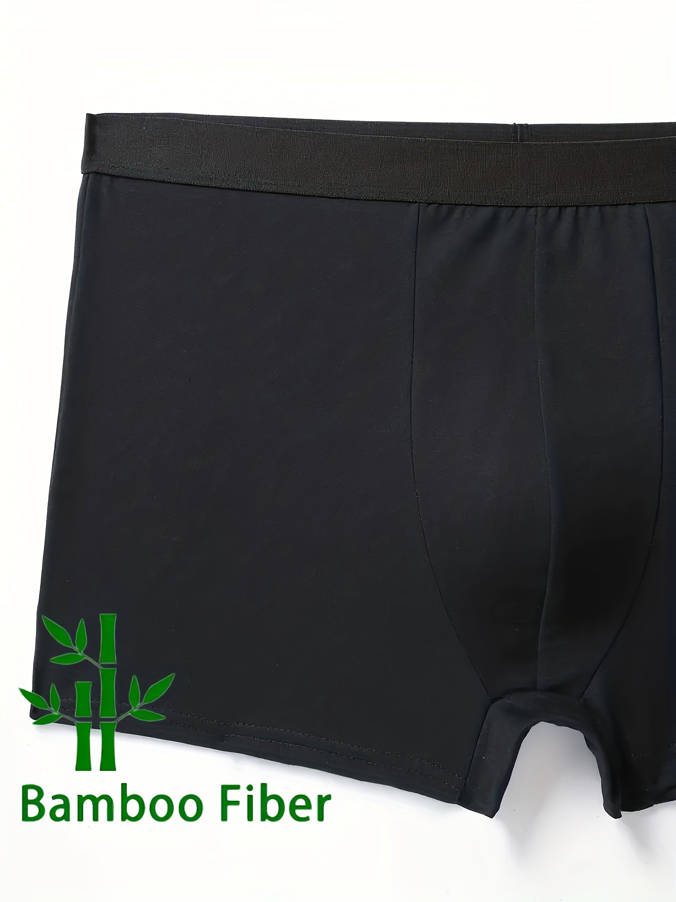 [Men's Bamboo Briefs] 7-pc Men's Bamboo Fiber Briefs - Moisture-Wicking And Breathable Men's Underwear, Soft And Stretchy Fitted Long Boxer Briefs, High-Quality Boxed Underwear Solid Black, Four Seasons Comfort