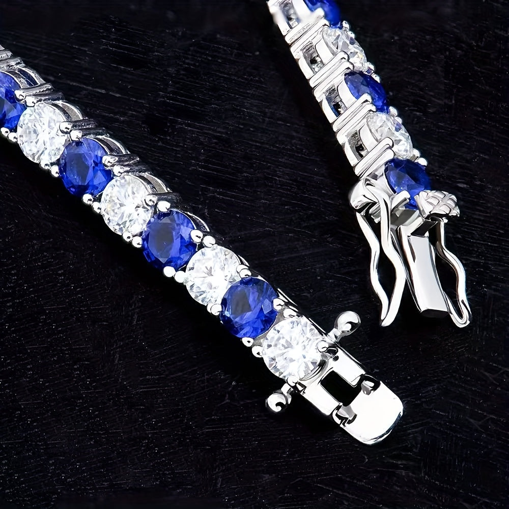 1pc Italian Luxury 925 Silver Moissanite Inlaid Bracelet, Designed And Hand-crafted By An Italian Designer, Is Perfect As An Anniversary Gift for Your Wife, Suitable for Various Occasions Such As Banquets, And Comes with A Be