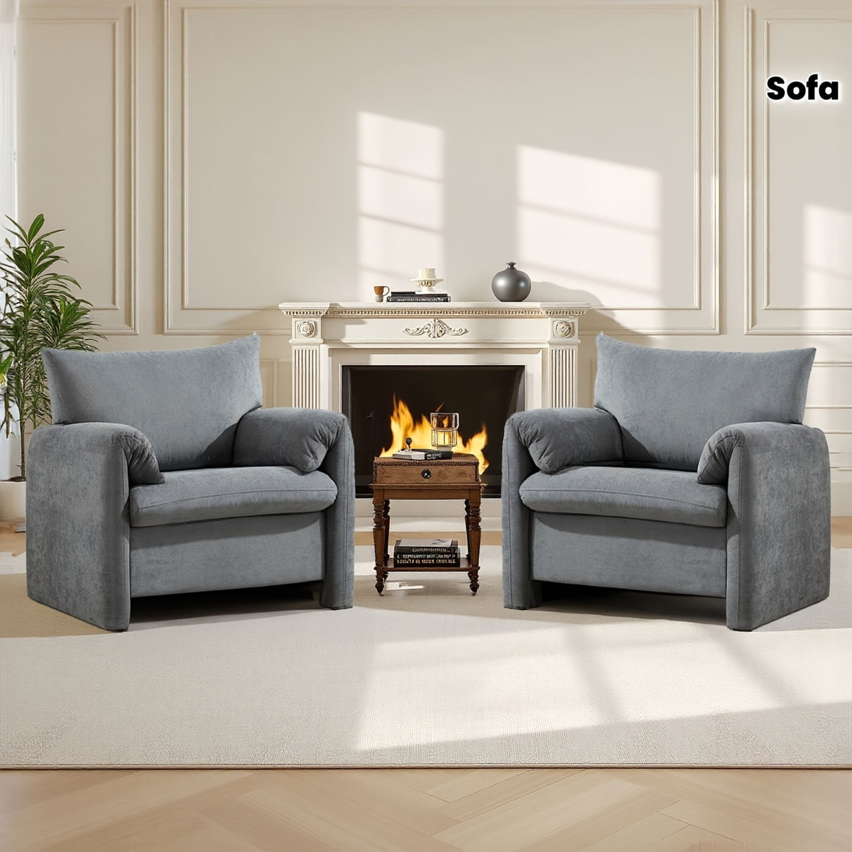 1pc/2pcs - Modern Upholstered Armchair & Removable Cushion, Oversized Accent Chair with Pillows, Leisure Comfy Single Sofa Chair for Indoor, Living Room, Bedroom, Home, Office - Space-Saving Design, Sofa Chair for Living Room