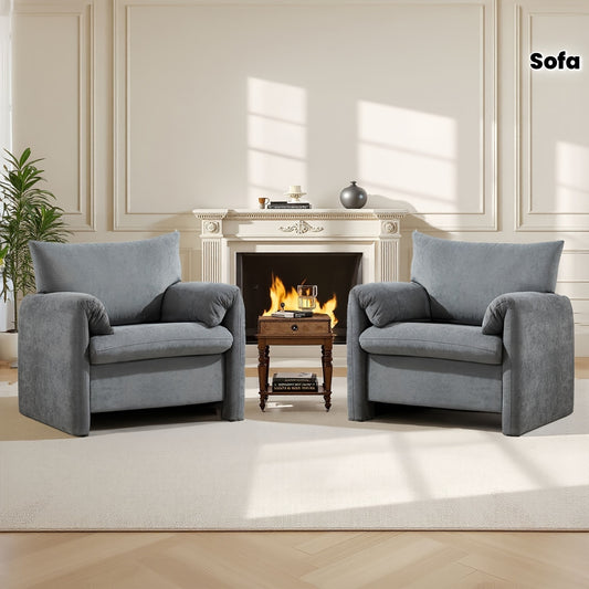 1pc/2pcs - Modern Upholstered Armchair & Removable Cushion, Oversized Accent Chair with Pillows, Leisure Comfy Single Sofa Chair for Indoor, Living Room, Bedroom, Home, Office - Space-Saving Design, Sofa Chair for Living Room