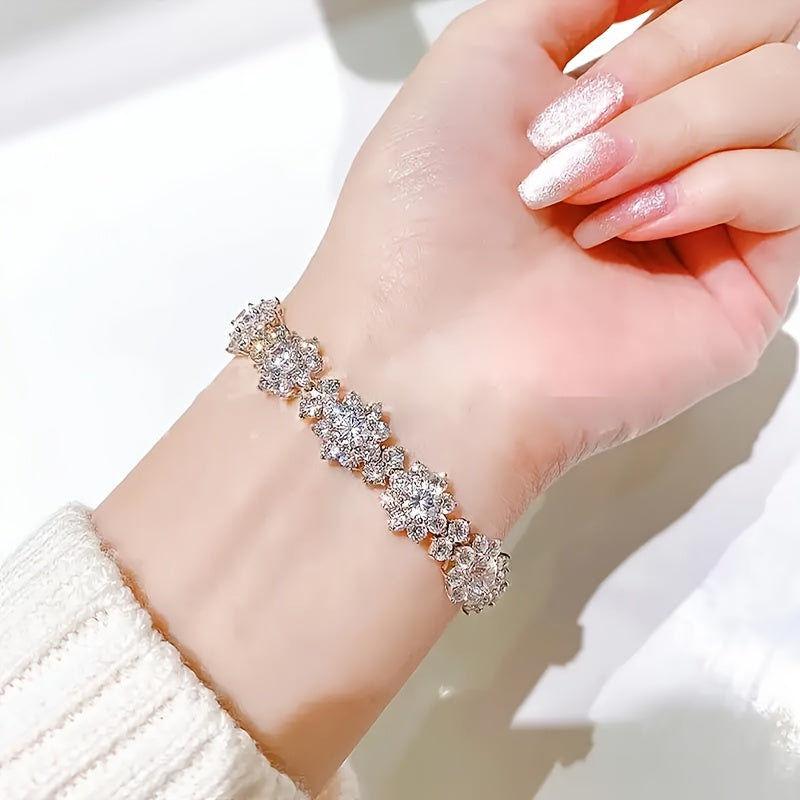 Luxurious 925 Sterling Silvery Moissanite Tennis Bracelet, December Birthstone, Synthetic Gemstone, Perfect for Casual Attire & Gifting, All-Season Fashion Accessory