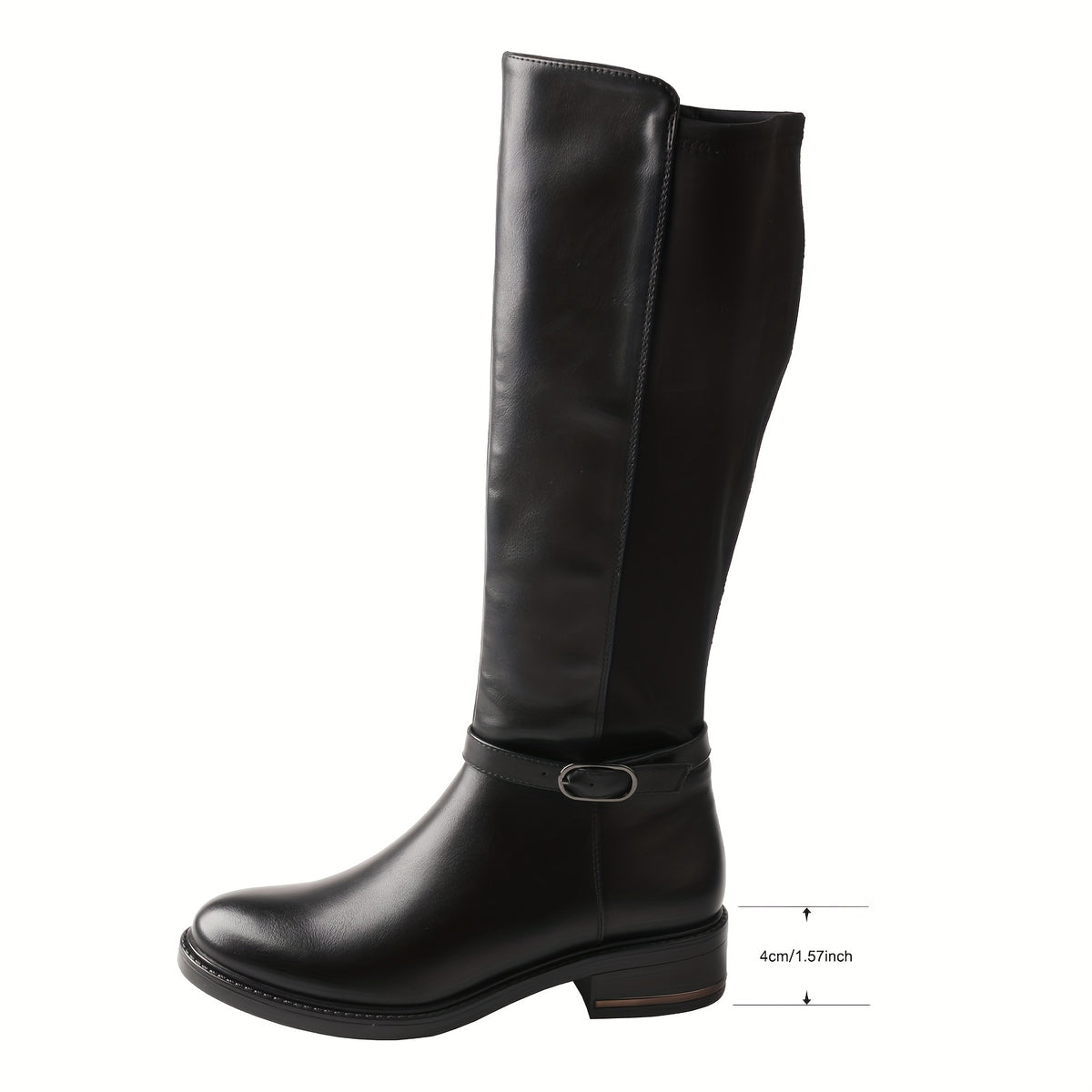 TMA EYES Women'S 2024 New Winter Boots - European & American Style Knee-High Warm Low Block Heel, Zipper Closure, Round Toe, TPR Sole & Fabric Lining, Black Round-Toe Boots with Snowman & Snowflake Design for Cold Weather, Sn
