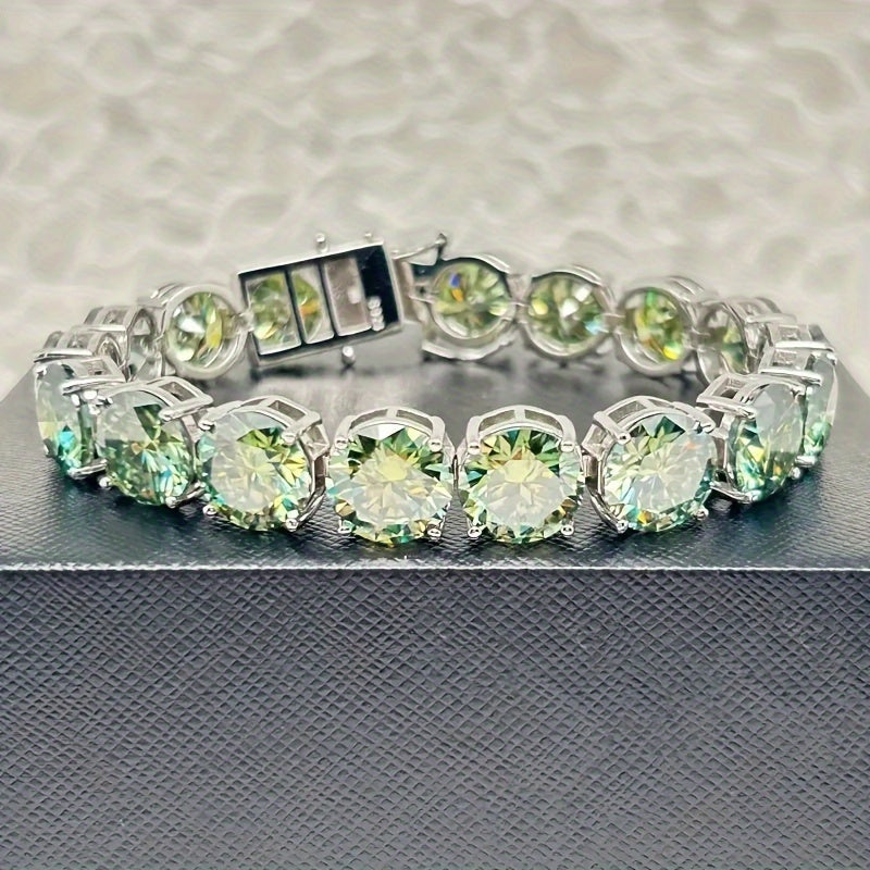 1pc S925 925 Silver 85 carat green Moisanne for moms, dads, wives and daughters, perfect for Casual Attire, Father's Day, Valentine's Day, parties, personality, creativity, holidays, weddings and banquets