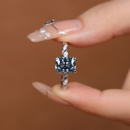 1pc Blue Moissanite Engagement Ring For Men And Women, S925 Sterling Silver Band Design Fashion Jewelry, Suitable For Daily Wear Party Vacation Wedding Anniversary Attendance Banquet