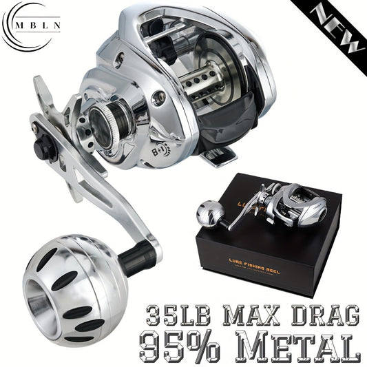 1pc Metal Spinning Reel, Deep Line Cup Design, 8+1BB Stainless Steel Bearings, Durable Brass Gears, 7.1:1 High Speed Ratio, Maximum Brake Force 35LB, with Heavy-Duty Aluminum Handle and Knob, Powerful Drag System, 8-Magnetic