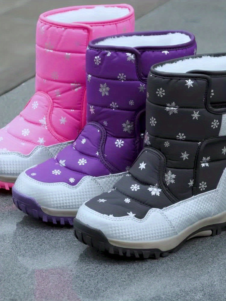 [Preppy | Winter] Winter High-Top Snow Boots | Preppy Casual Boots for Boys & Girls | Adjustable Fastening, PU & Nylon Upper, Fabric Lining, TPR Sole, Round Toe, Kids' Warm Padded Boots
