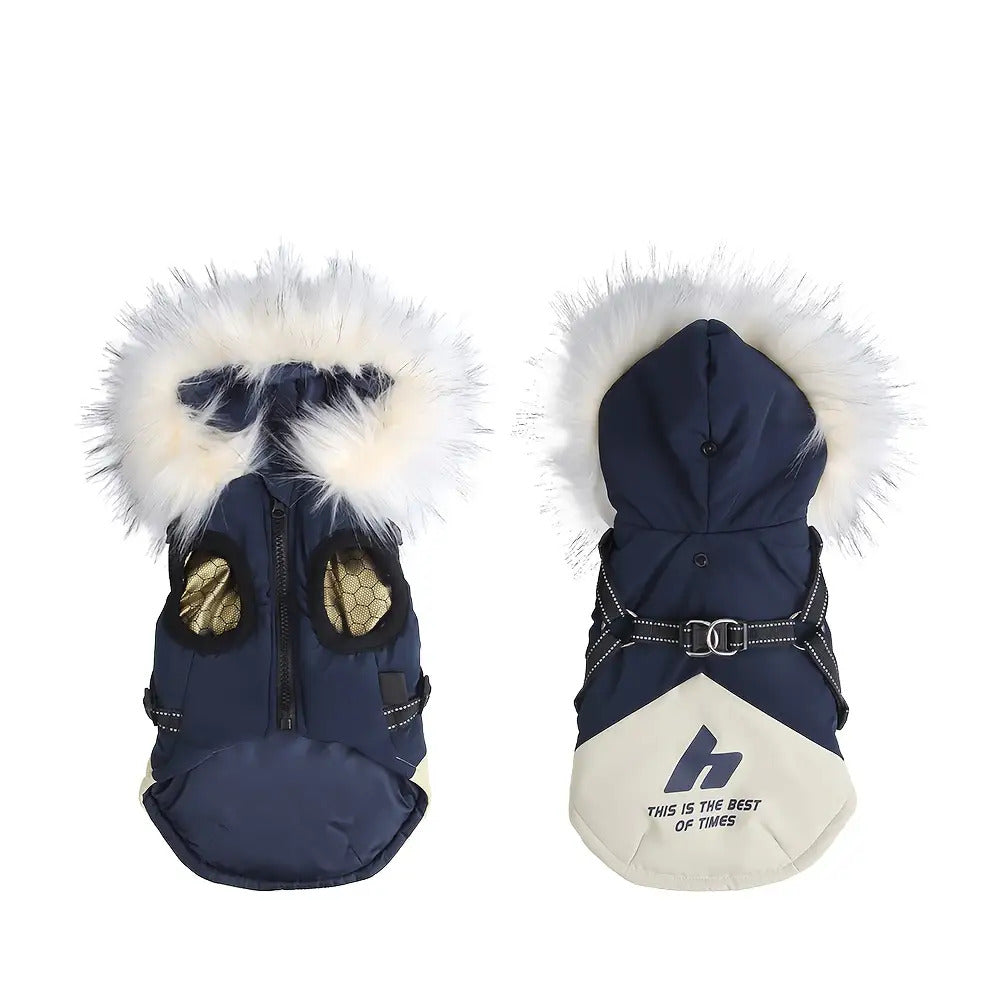 Warm Fleece-Lined Windproof Dog Jacket for Small/Medium/Large Puppies & Pets - Hooded Winter Coat with Plaid/Tan/Brown/Black/Navy Blue/Green, Zipper or Snap Closure, Cozy Fleece Vest for Shih Tzu, Pomeranian, Chihuahua