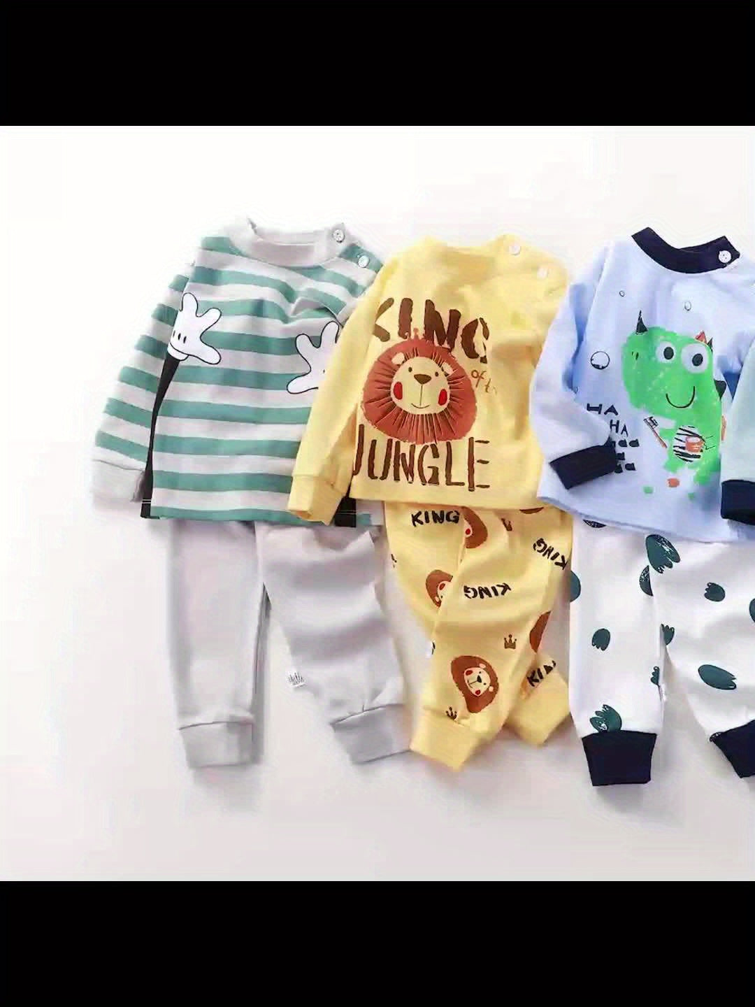 Eight Pieces And Four Sets Of Combination Autumn Simple Fashion Full Print Set Car Dinosaur Astronaut Full Print Lovely Children Love Locomotive Astronaut Dinosaur Print Series Autumn Set Comfortable And Breathable