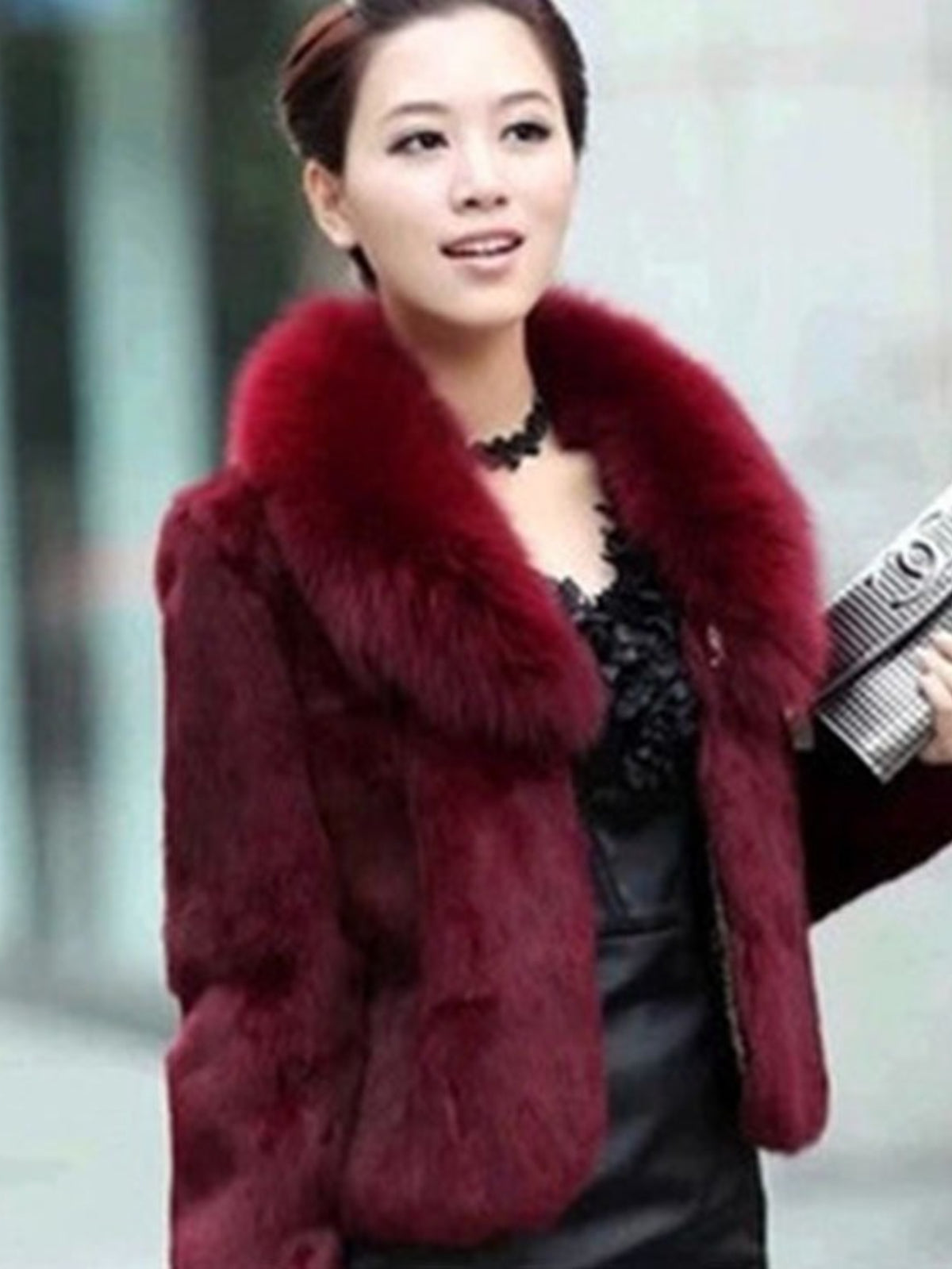 HERTALK Fur Fashion Women'S Clothing, Korean Style Faux Fur Coat, Short Fur Fox Fur Coat