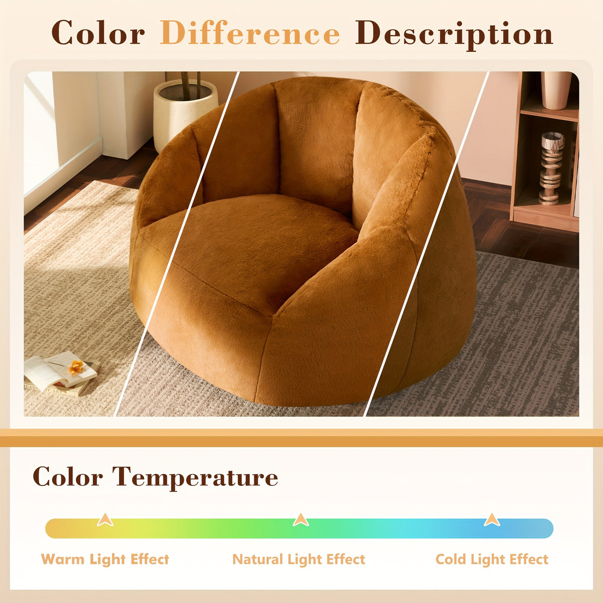 LIVING&GIVING Giant Bean Bag Chair for Adults - Oversized Plush Boneless Beanbag Couch with Memory Foam Filling, Floor Sofa Chair Suitable for Bedroom, Living Room & Game Room - - Lounge Chair, No Assembly Required