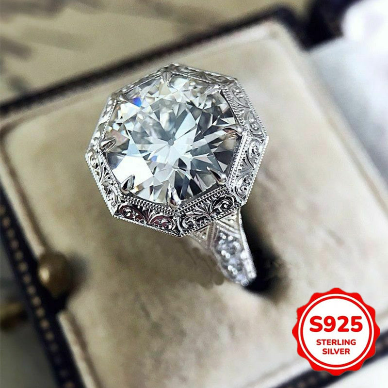 Fashionable and creative wide face 925 sterling 925 silver plated 3A Zirconia ring, unique and exquisite wedding anniversary exchange gift, for Teenager