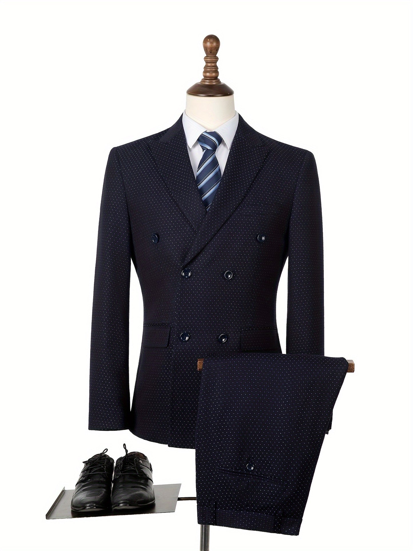 Mens Suit 3pcs Checked Blazer Jacket Vest Pant Slim Fit Single Or Double Breasted Vintage Suits Wedding Groomsmen Prom Business 2 Buttons Tuxedo Suit Set
