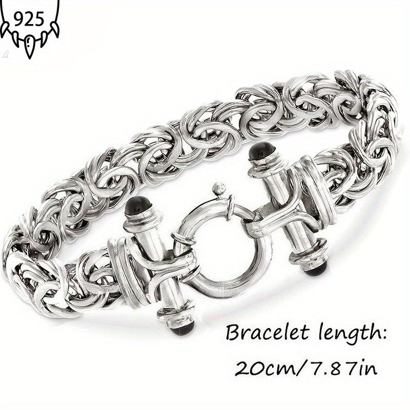 925 Silver 8mm Classic Byzantine Bracelet, Handmade Women's Jewelry, Anniversary Graduation Valentine's Halloween Thanksgiving Christmas Father's Mother's Day Gift, Exquisite Gift Box, Perfectly Suited, Graduation Present, Se