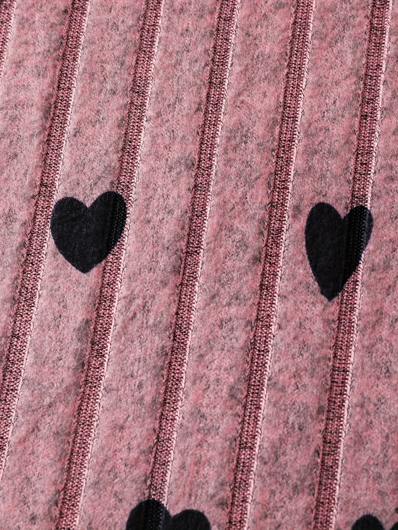 2pcs Young Girl Heart Print Round Neck Ribbed Knit Dress, Comfortable Outfit for Outdoor Wear - Sister Gift for Daughter