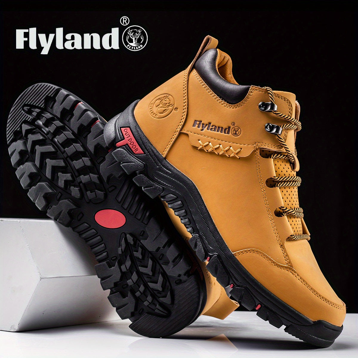 FLYLAND Men's Fashion Vintage Classical Top Layer Cowhide Leather Chukka Boots Daily Casual Work Office Shoes