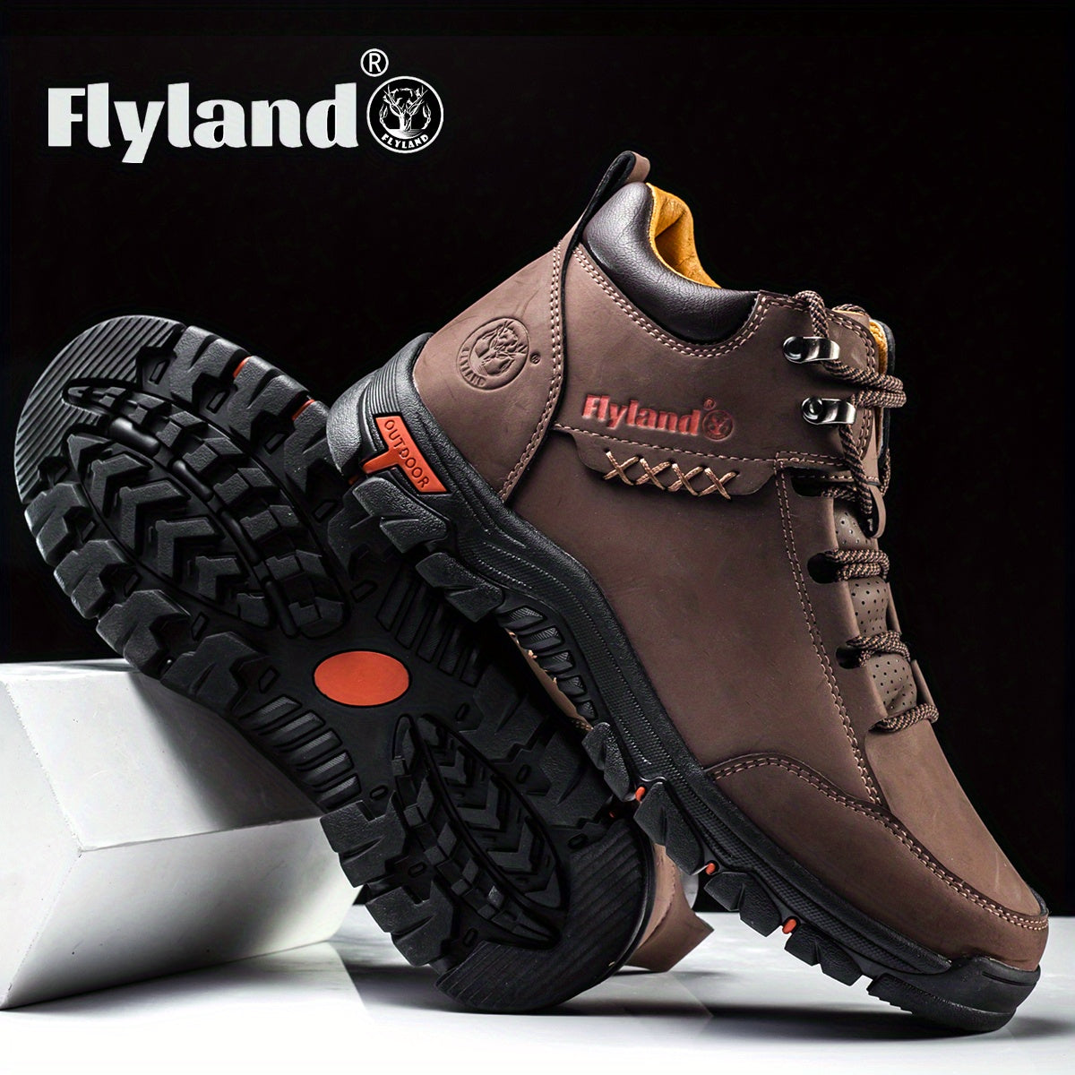 FLYLAND Men's Fashion Vintage Classical Top Layer Cowhide Leather Chukka Boots Daily Casual Work Office Shoes