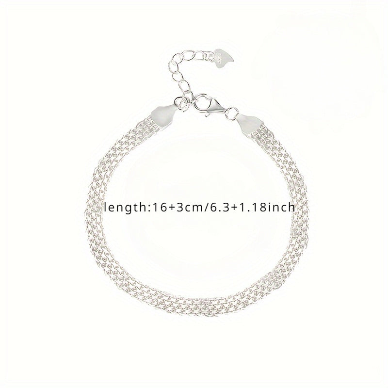 Sparkling S925 sterling 925 Silvery hypoallergenic bracelet, elegant and luxurious Men's and Women's banquet hand jewelry. 3.65 g/0.13oz