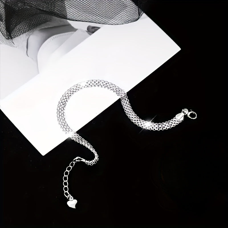Sparkling S925 sterling 925 Silvery hypoallergenic bracelet, elegant and luxurious Men's and Women's banquet hand jewelry. 3.65 g/0.13oz